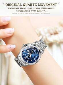 BINBOND B7169 Top Luxury Fashion Business Women's Quartz Watch, 30M Water Resistant, Day Date Calendar, Sports Ladies Wristwatch - Navy Blue - View 6