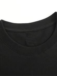100% Cotton Fashion Printed Men's T-Shirt, Simple Cut Highlights Masculine Charm, Combines Solid Colors With Vibrant Prints, Comfortable And Breathable, A Summer Essential Classic Casual Basic Tees For Men - 黑色 - 查看 4