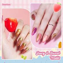 Beetles Fruit Magnet 6 Colors Cat Eye Gel Nail Polish Set, Spring Glitter Shades In Pink Purple Blue Yellow Green, Magnetic Shine Soak Off UV LED Gel, Salon & Home DIY Manicure Gifts For Women - 6 Colors Fruit Magnet - 查看 6