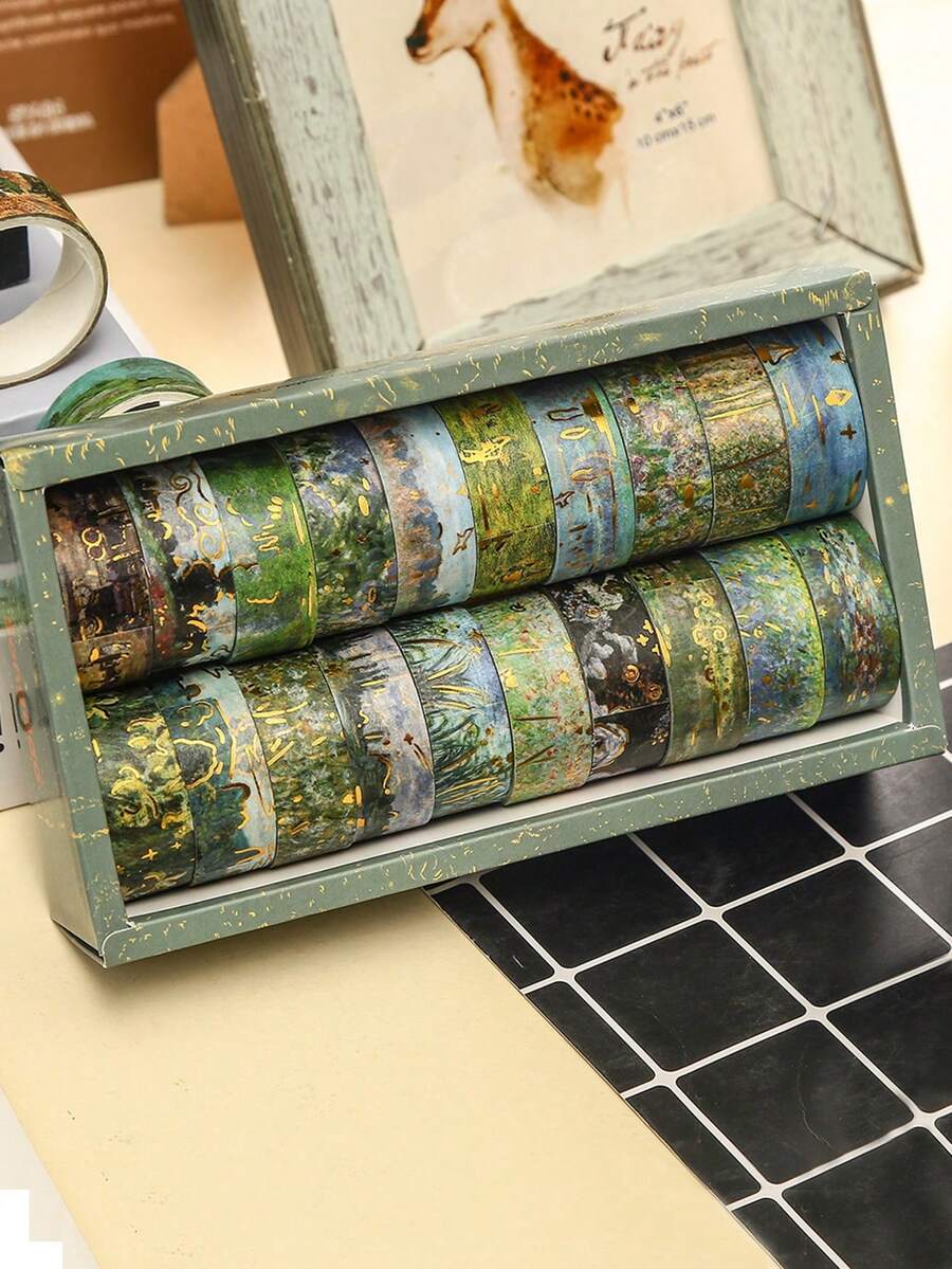 20 cuộn/hộp băng dính Washi chủ đề tranh sơn dầu thế giới, băng dính trang trí họa tiết tranh sơn dầu cổ điển, thích hợp để trang trí đồ dùng nghệ thuật, tạo nhật ký vẽ tranh, làm quà tặng cho bạn bè. - Bộ - Xem 1