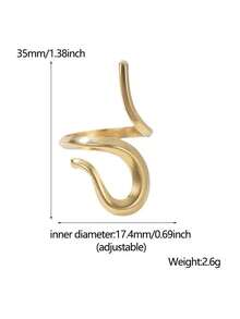 1 chiếc nhẫn thép không gỉ thiết kế đường kẻ bất đối xứng, kiểu dáng tối giản thời trang, phù hợp cho phụ nữ đeo hàng ngày và dự tiệc. - Vàng - Xem 3