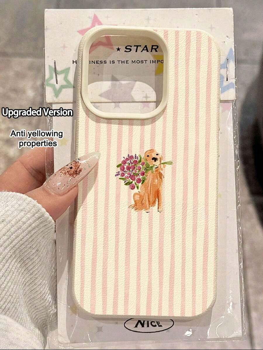 1 pieza Funda de teléfono suave con textura de piel de litchi, con patrón de perro vintage lindo, a prueba de caídas y antideslizante, adecuada como regalo de cumpleaños, vacaciones para amigos, familia, parejas, compatible con Apple, teléfonos,mobile phones, bags, mobile accessories, phone cases, room decoration, accessories, transparent phone cases, summer, phone straps, men's phone cases, black phone cases, pink phone cases, mobile case for men, mobile case for women, mobile phone protection, beach accessories, strawberry treats, phone protection covers. - Estilo (1 pieza) - Ver 1