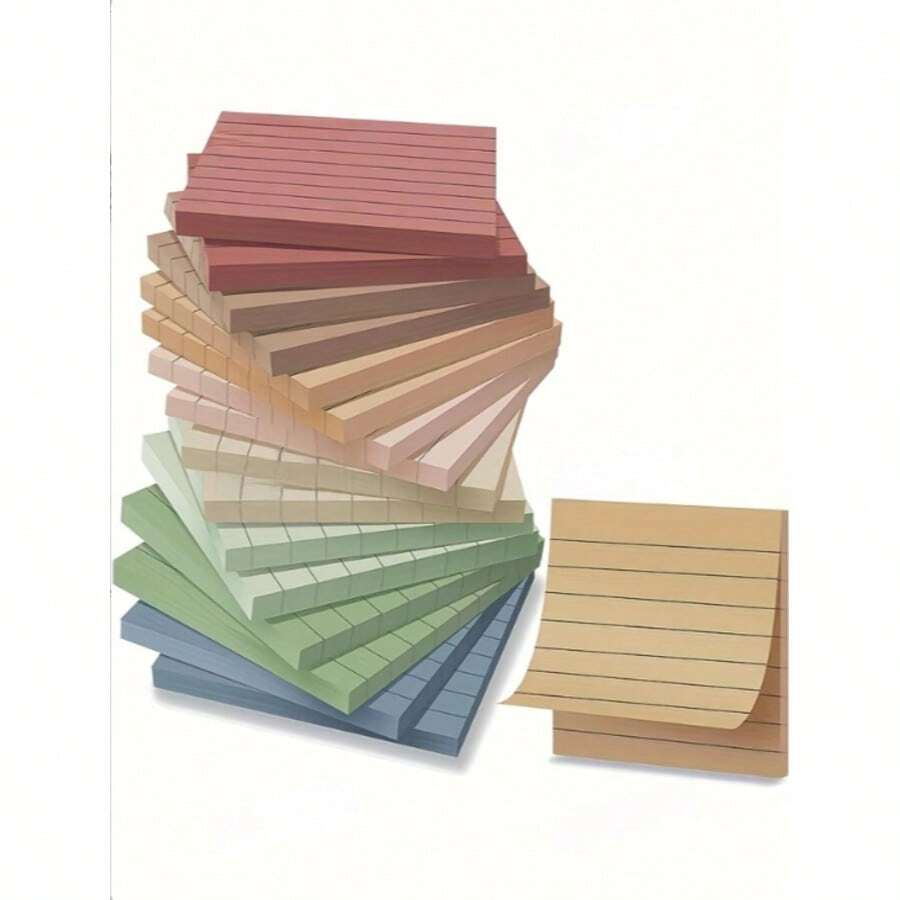 (4/8/16 Packs) Vintage Style 3x3 Inch Lined Self-Stick Notes, 8 Colors ...