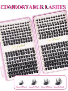 384 piezas Conjunto de pestañas postizas D-Curl esponjosas, incluye tutorial de pestañas para principiantes, pestañas postizas segmentadas gruesas y voluminosas, con pegamento, líquido fijador, pinzas, espejo de aumento, reutilizables, lashes individuales de gran capacidad, mezcla de pestañas suaves y naturales, crea maquillaje de ojos 3D dimensional, adecuado para DIY en casa, viajes, transporte diario, fiestas, bodas, maquillaje de novia y talla grande - Multicolor - Ver 4