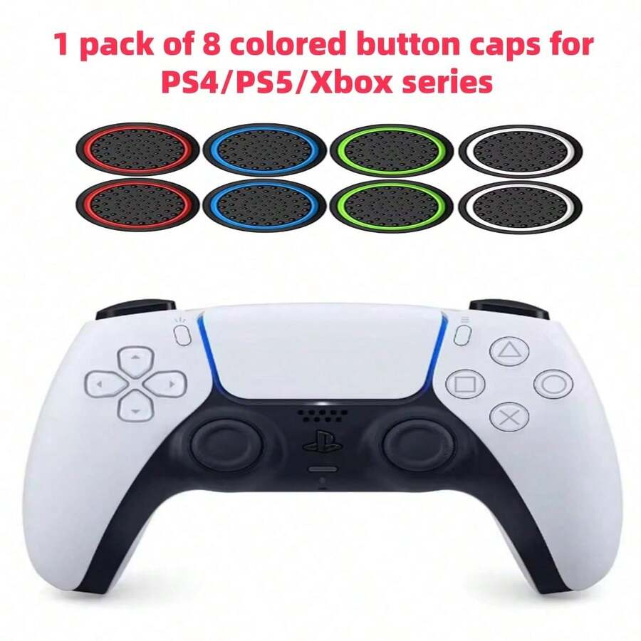 8 piezas de tapas de botón de silicona que brillan en la oscuridad, cubiertas de agarre de joystick de controlador de simulación, compatibles con /PS3/PS2, One/360, diseño cómodo - Ver 1