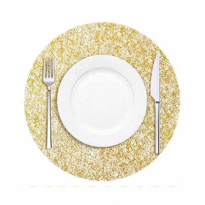15/30/60/120pcs Metallic Foil Mesh Placemats, Disposable Placemats Suitable For Birthday Party, Holiday, Wedding, Dinner, BBQ, Indoor & Outdoor Dining, Heat Insulation, Table Protection, Kitchen Decor