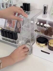 Hộp đựng đồ nhiều tầng bằng acrylic, giá đựng chống bụi, hộp đựng mỹ phẩm trong suốt để bàn, quà tặng Ngày của Mẹ. - Trong sáng - Xem 4