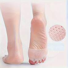 2pcs Silicone Forefoot Pads; Five-Hole Honeycomb Design Forefoot Protection; Five-Hole Toe Protectors With Fixation Function, Suitable For Most Women's Shoes. - 高級透明 - 查看 8