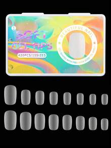420片/盒 哑光软质假指甲 全覆盖 透明 杏仁形 短款 锥形 方形 圆形 椭圆形 胶囊形 按压式指甲 DIY美甲用品 - 查看 17