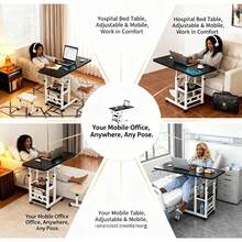 Office Computer Desk, Foldable Mobile Desk With Adjustable Height, Wheels And Storage Drawers - Space-Saving Bed/Sofa Computer Desk, Sturdy Small Work Table, 3-Tier Metal Desk, Suitable For Bedrooms, Living Rooms, Offices, Etc., Space-Saving Desk, Modern Office Desk, Height-Adjustable Table, Multi-Tier Office Desk. - 單層白色電腦桌(高級款&bbbb) - 查看 5
