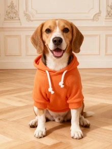1pc Dopamine Color Solid Basic Warm Comfortable Hoodie Suitable For Cats And Dogs, Indoor And Outdoor - Orange - View 16