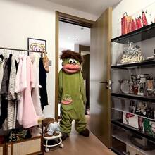 Cartoon Großmaul-Monster Lustige Einteilige Paar-Pyjamas für Männer und Frauen Winter Dicke Korallenfleece Hauskleidung - Grün - Übersicht 5