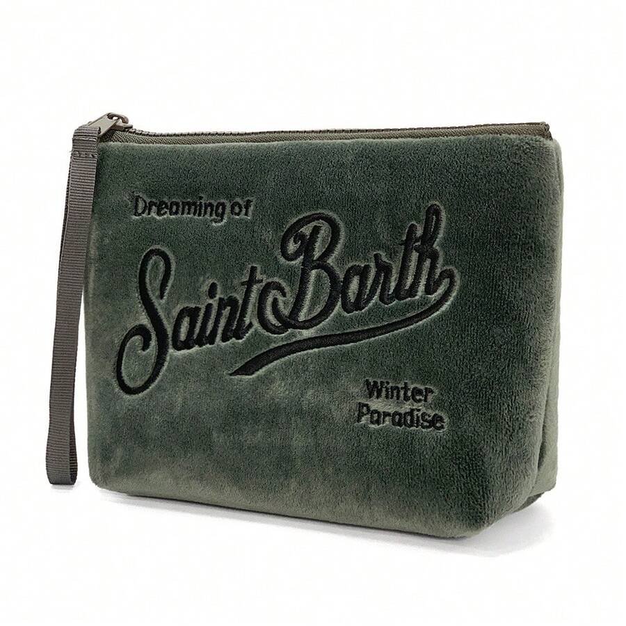 New Fashionable Cosmetic Bag For Women, Plush Material, Multiple Colors, Large Capacity Toiletry Bag, Suitable For Storing Women's Cosmetics, Suitable For Daily Commuting, Shopping And Travel. - Green - View 1