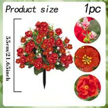 Artificial Flowers Garden Stakes, Realistic Yard Sign Ground Insert Outdoor Decor For Lawn - A - View 7