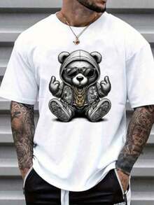 ‌ Camiseta de hombre de cuello redondo y manga corta. Estilo casual con estampados modernos y cómoda - Blanco - Ver 7