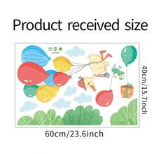 Cartoon Painted Balloon Duck Cloud Plant Self-Adhesive Wall Sticker, Whimsical Garden Sky Theme, PVC Material Funny Wall Mural, Removable Colorful Cute Design For Living Room Bedroom Kids Room Decor - Painted Balloon Duck - View 7