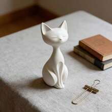 1pc Elegant Cat Statue Decor, Minimalist Art Sculpture, Indoor/Outdoor Home Decoration For Living Room, Bedroom, Bedside, Desk, Garden, Creative Design, Exquisite Craftsmanship - A - View 5
