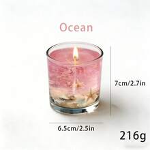 Ocean Scented Candle With Real Sand, Stones, Starfish And Seashells, Creates Ambiance, Gifts For Valentine's Day, Couples, Women, Girls, Wedding, Room Decor, Friends, Graduation, Birthday, Mother's Day, Home Decor, Birthday Decor, Fragrance: Ocean Breeze - Multicolor - View 15