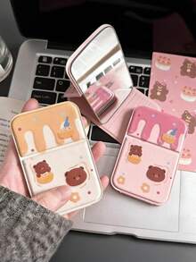 Miroir de maquillage portable mignon, miroir de vanité compact portatif et pliable pour dortoir d'étudiant et bureau - Multicolore - Voir 3