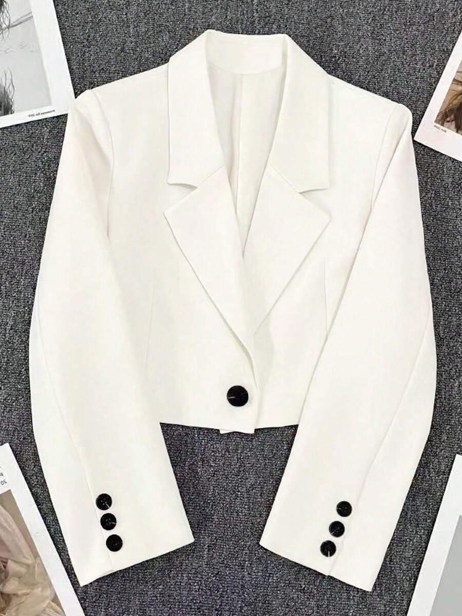 Women's Spring/Autumn White Notched Collar Long Sleeve Single-Breasted Casual Blazer Jacket, Suitable For Banquet, Wedding, Party, Outing, Valentine's Day Or Other Important Festivals And Gatherings, Spring, Valentine's Day, Carnival, Beach, Birthday