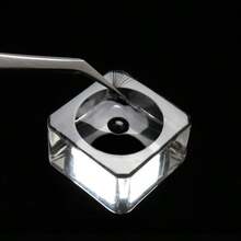 1pc Square Crystal Eyelash Glue Holder, Transparent Glass Eyelash Glue Palette, Reusable Eyelash Extension Tool For Eyelash Technicians - Clear - View 3