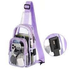TINYAT Clear Sling Bag With USB Charging Port Stadium Approved Transparent Crossbody Backpack For Concerts And Travel ,City Bag,Y2k - Multicolor - View 8