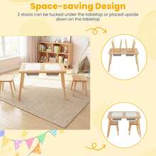 Sensory Table Kid's Table And Chairs Set With Detachable Double-Sided Tabletops - Natural - View 8