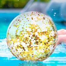 1pc Transparent Glitter Inflatable Beach Ball, Made Of Thick PVC Material, Leak-Proof And Wear-Resistant, Filled With Colorful Glitter Sequins, Shiny And Atmospheric When Inflated, Elastic And Not Easy To Break, Suitable Size For Portability And Easy Storage, Transparent Design With Glitter Sequins Makes It Photogenic. - Multicolor - View 14