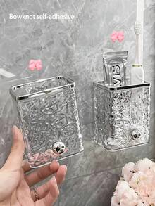 2pcs/1pc Kotak Penyimpanan Gantung Dinding Motif Gletser, Tidak Perlu Pengeboran, Rak Organizer Kamar Mandi untuk Sikat Gigi, Sisir, Pasta Gigi, dan Perawatan Kulit, Aksesori Penyimpanan Kamar Mandi, Musim Kembali ke Sekolah - MultiWarna - View 11