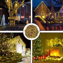 1 unidade de luzes solares de LED para exterior - Disponível com 20/50/100/200 LEDs e comprimentos de 4,8/7/12/22 metros. Estas luzes de fada com classificação IP65 são adequadas para decorar jardins, pátios, Natal, Dia dos Namorados, feriados, escritórios e quartos. - Luzes de corda solares - Ver 6