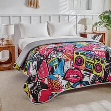 1 Stück Oversized bedruckte leichte weiche Steppdecke, gesteppte Bettüberwurf für alle Jahreszeiten, Frühling & Sommer - Verschiedenfarbig - Übersicht 14