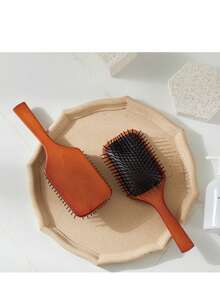 1 pieza Cepillo de cabello ergonómico de bambú con cerdas de madera - Desenredante, masaje del cuero cabelludo, cuidado y peinado suave del cabello - Multicolor - Ver 3
