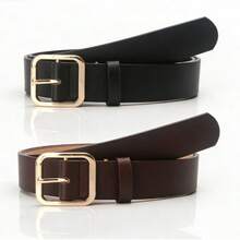 2pcs Women's Multicolor PU Leather Belts, Elegant Waist Cincher Versatile Dress Belts - Multicolor - View 7