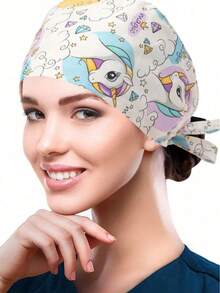 1pc Printed Drawstring Surgical Cap, Suitable For Doctors, Nurses, Medical Staff, Home Use,Summer,Beach,Hat,Holiday,Travel - Multicolor - View 19