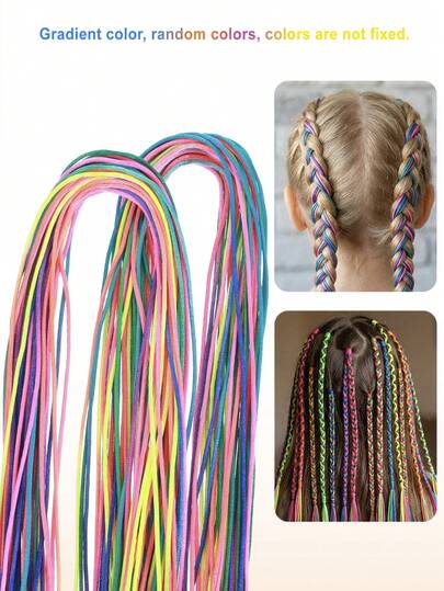 32pcs Girls Colorful Hair Strings For Braids, Hair Wrap String, Assorted Rainbow Hairs Rope For Girls Hair Styling Accessories Ponytail Braids