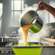 Rây lọc vuông gấp gọn có tay cầm - Rây lọc nhà bếp bằng silicon hình vuông có tay cầm bằng nhựa, rây lọc lưới có thể gập lại, lý tưởng để lọc mì, rau củ và trái cây, có các màu xanh dương/xanh lá cây/đỏ. - Xem 7