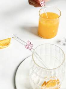 1/2支装可爱卡通粉色蝴蝶结装饰可重复使用弯曲透明玻璃吸管套装,适用于厨房配件、杯子、吸管装饰、奶昔、珍珠奶茶、果汁、鸡尾酒、冷饮、家居、返校季、单身派对、男女朋友礼物、毕业典礼、派对用品、复活节礼物 - 查看 5