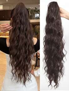 Trenza de cabello sintético ondulado y rizado de 26 pulgadas de largo, hecho de material de fibra resistente al calor, adecuado para uso diario de mujeres y niñas, en colores marrón y negro - Multicolor - Ver 21