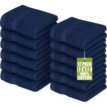 Utopia Towels 12 Pack Premium Wash Cloths Set, 12 By 12 Inches, 100% Cotton Ring Spun, Highly Absorbent And Soft Feel Essential Washcloths For Bathroom, Spa, Gym, And Face, Dark Brown - 藏蓝色 - 查看 4