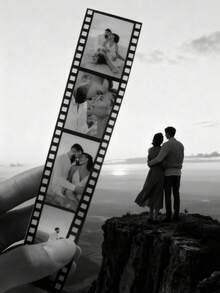 1pc/3pcs/7pcs Customized Photo Film Strips, 1pc Personalized Photo Gift (Includes 4 Photos), Retro Style Printing, Wedding Souvenir, Film Photography Gift, Customized Photo Bookmarks, Personalized Photo Strips - Multicolor - View 3