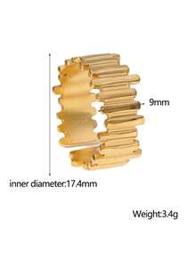 1 pieza Anillo abierto de acero inoxidable chapado en oro de 18K con diseño único de teclado de piano de estilo hip-hop, adecuado para uso diario de mujeres - Dorado - Ver 2