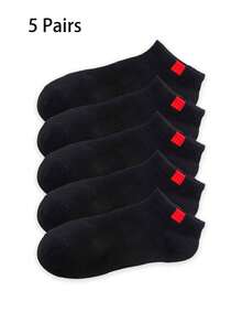 5 đôi tất cổ chân kẻ sọc, phụ kiện unisex - màu đen - Xem 4