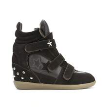 7cm Hidden Wedge High Top Sneakers For Women, Suede Retro Platform Casual Shoes - 深棕 - 查看 2