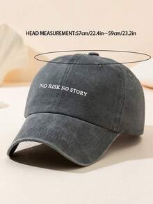 男女皆宜的“NO RISK NO STORY”标语印花柔软舒适复古水洗棒球帽，可调节吸汗防晒，休闲老爹帽，适合日常佩戴、度假、海滩、户外运动，也是送给自己和爱人的绝佳礼物，夏季假日必备。 - 棒球帽 - 查看 3