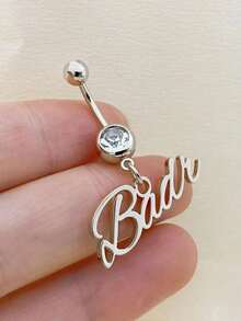 Customized Name Belly Button Ring, Personalized Silver Name Belly Button Piercing, Body Jewelry For Women, Gift For Her, Custom Name Piercing Jewelry - Silver - View 7