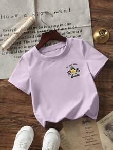 Kaos Bayi Laki-laki Gaya Jalanan, Atasan Lengan Pendek Longgar dari Katun Lembut - Mauve Purple - View 4