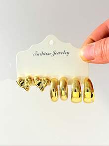 Bộ 6-18 bông tai CCB mạ vàng, kiểu dáng thanh lịch và thời trang, thích hợp làm quà tặng Ngày của Mẹ, quà tặng ngày lễ, đeo hàng ngày, đi du lịch, dự tiệc. - Vàng - Xem 11