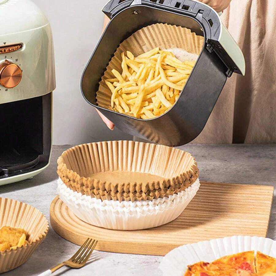 Bộ 50/100 miếng, Giấy lót nồi chiên không dầu dùng một lần, Giấy nướng chống dính cho nồi chiên không dầu, Miếng lót giấy tròn cho nồi chiên không dầu, Giấy chống dính dầu dùng trong lò vi sóng, Phụ kiện nhà bếp - nhiều màu - Xem 1