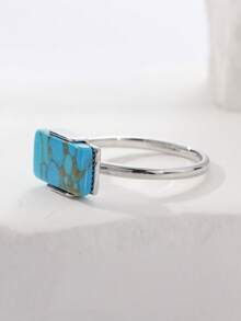 Fashionable Bohemian Style Synthetic Oval Turquoise Ring - The Perfect Jewelry Accessory For Holiday Gatherings And An Ideal Gift For The Special Lady In Your Life - Blue - View 5
