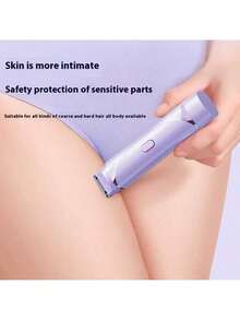 Electric Bikini Trimmer Womens Painless Shaver USB Rechargeable 2 In 1 Dual Head Gentle Hair Removal For Pubic Area Face Underarms Legs Sensitive Skin - 紫羅蘭色 - 查看 5